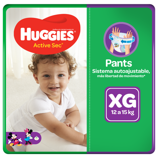 Pañal Huggies Active Sec, Tipo Calzoncito Talla XG