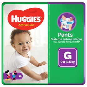 Pañal Huggies Active Sec, Tipo Calzoncito Talla G